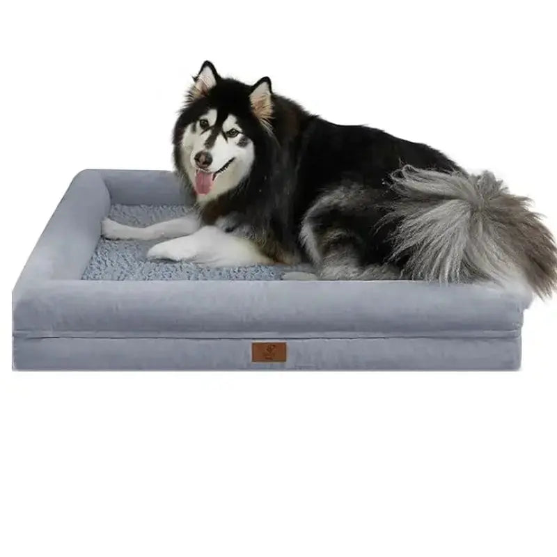 Orthopedic Gel Memory Foam Dog Bed with Washable Removable Cover and Waterproof Non-Slip Base for Large Dogs