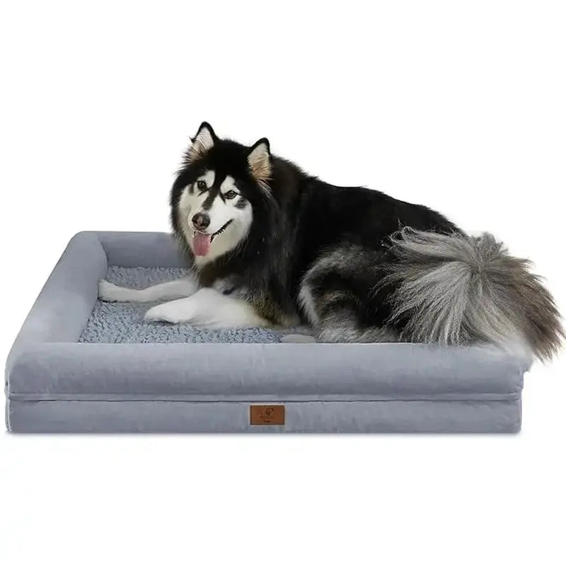 Orthopedic Gel Memory Foam Dog Bed with Washable Removable Cover and Waterproof Non-Slip Base for Large Dogs