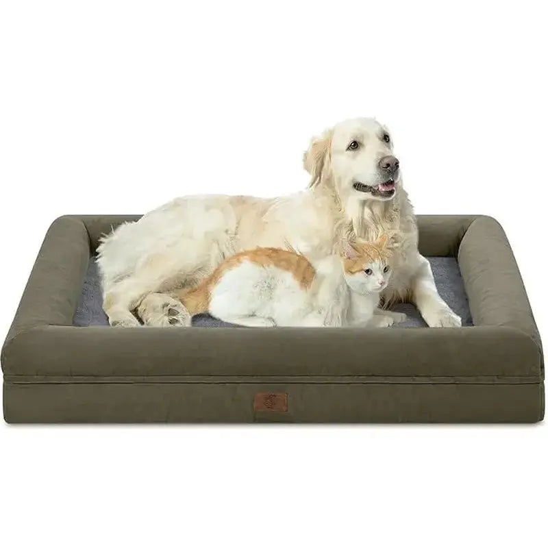 Orthopedic Gel Memory Foam Dog Bed with Washable Removable Cover and Waterproof Non-Slip Base for Large Dogs