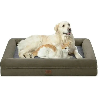 Orthopedic Gel Memory Foam Dog Bed with Washable Removable Cover and Waterproof Non-Slip Base for Large Dogs