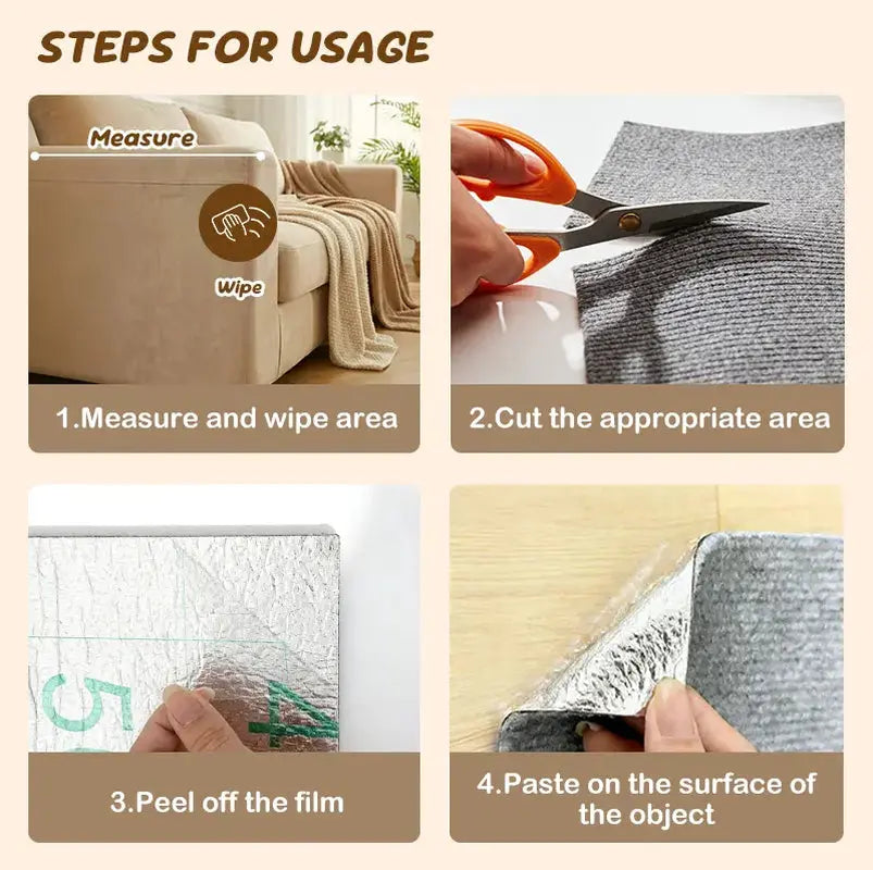 DIY Cat Scratch Furniture Protection Stickers - Scratch Mat and Couch Protector, Available in 4 Colors, 4 Pieces (11.8"x11.8") or 1 Piece (39.3"x11.8") with Free Gift Offer