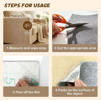 DIY Cat Scratch Furniture Protection Stickers - Scratch Mat and Couch Protector, Available in 4 Colors, 4 Pieces (11.8"x11.8") or 1 Piece (39.3"x11.8") with Free Gift Offer