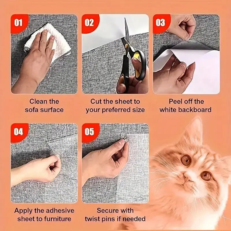 Cat Scratch Furniture Protector - Clear Anti-Scratch Tape Guard for Sofas, Couches, and Doors - Invisible Pet Deterrent Shield