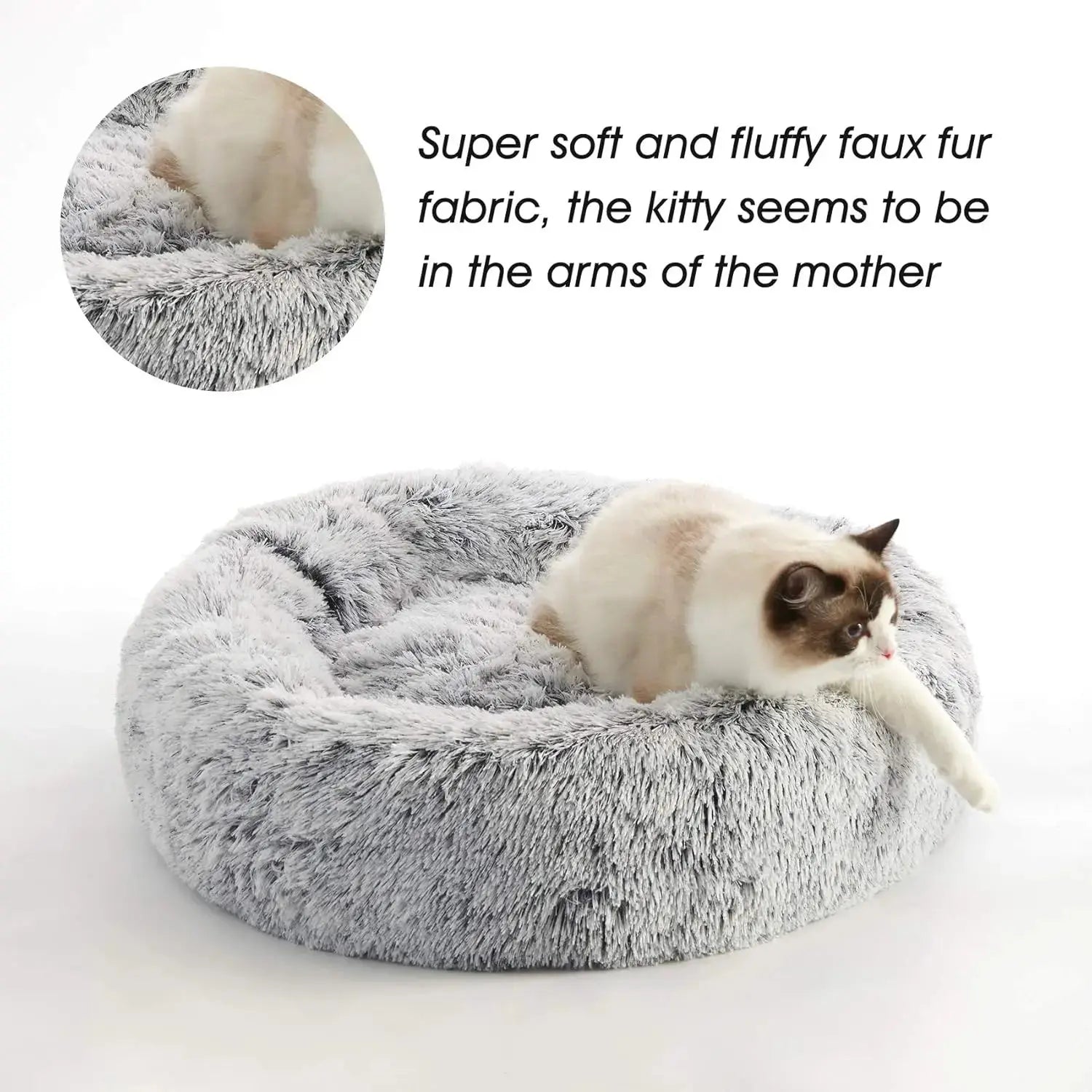 Western Home WH Calming Anti-Anxiety Dog and Cat Bed - Cozy Faux Fur Plush Donut Cuddler for Small and Medium Pets
