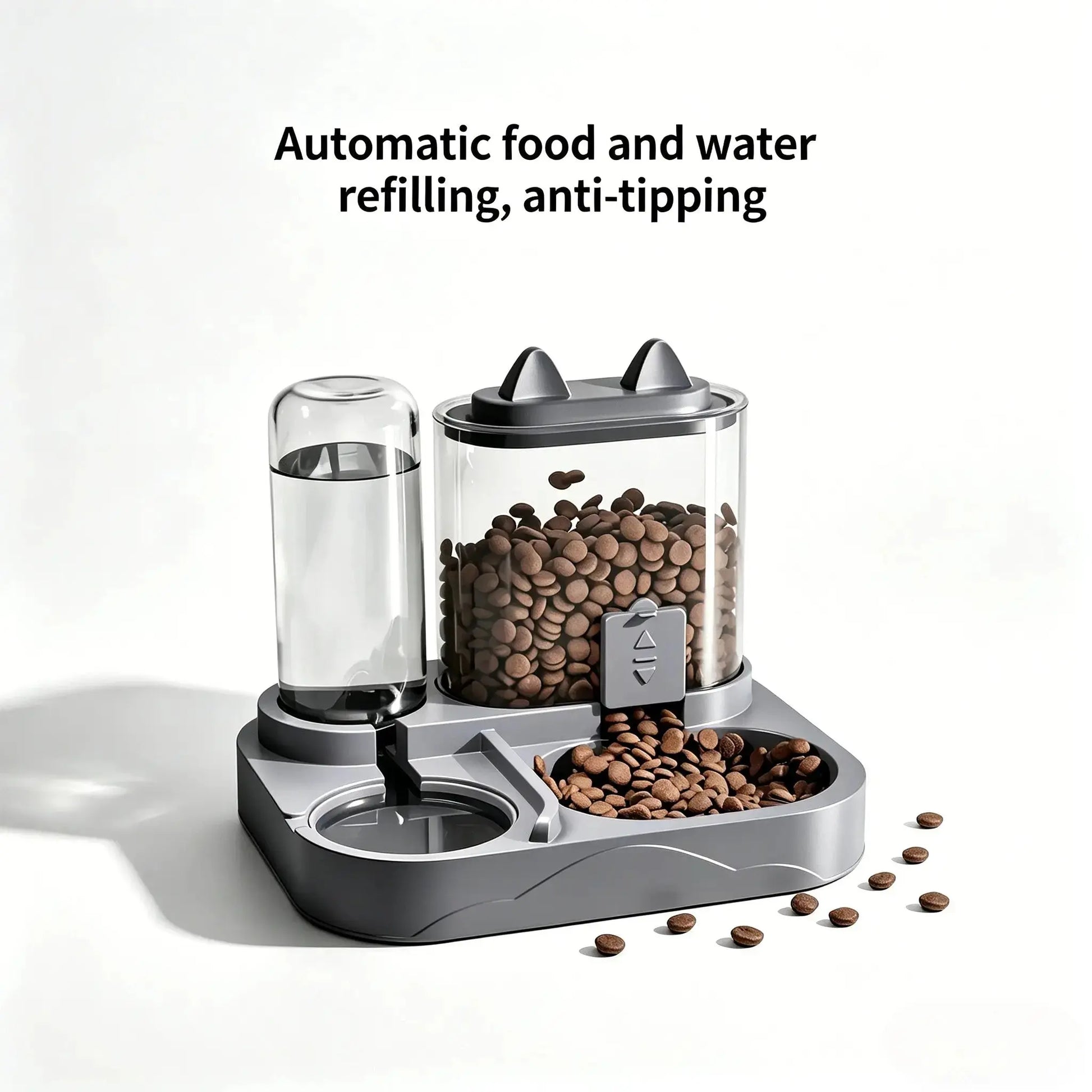 2-in-1 Automatic Cat Feeder and Water Dispenser with Gravity Feeding Station, BPA-Free, Dry-Wet Separation, Auto Dog Water Bowl for Indoor Pets, Travel-Friendly Design