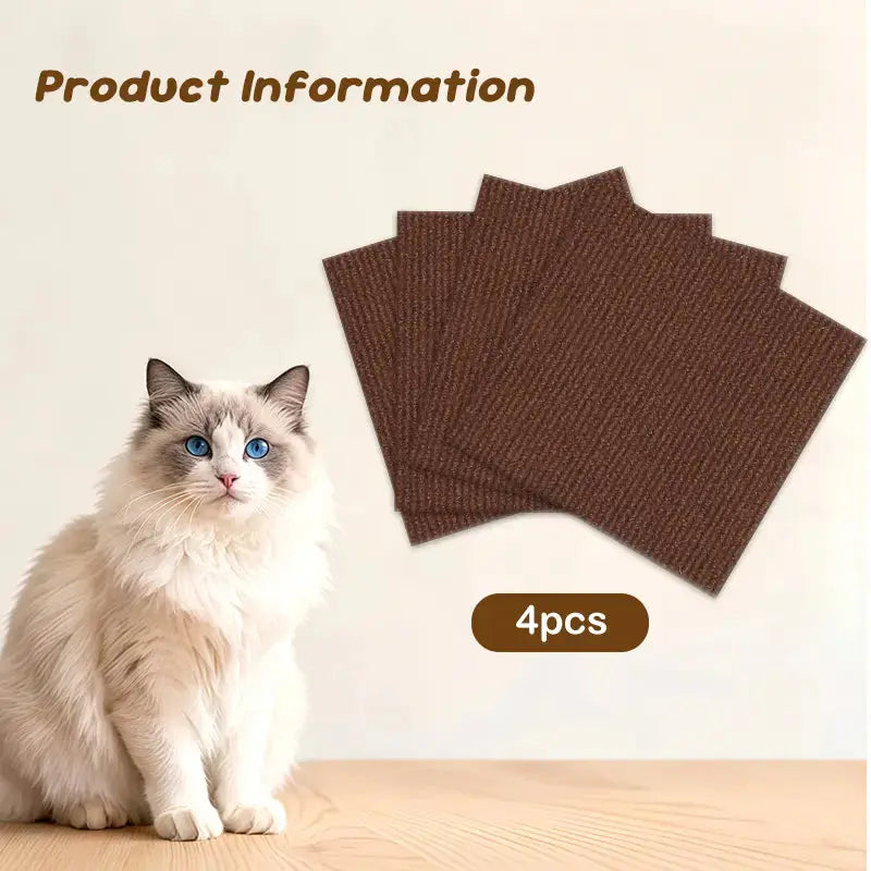 DIY Cat Scratch Furniture Protection Stickers - Scratch Mat and Couch Protector, Available in 4 Colors, 4 Pieces (11.8"x11.8") or 1 Piece (39.3"x11.8") with Free Gift Offer