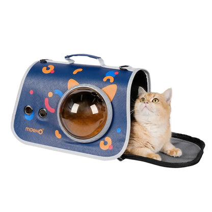 Premium 360° Transparent Space Capsule Pet Carrier Backpack with Breathable Vents and Adjustable Shoulder Strap for Commuting, Veterinary Visits, and Outdoor Use