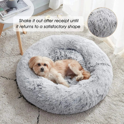 Western Home WH Calming Anti-Anxiety Dog and Cat Bed - Cozy Faux Fur Plush Donut Cuddler for Small and Medium Pets