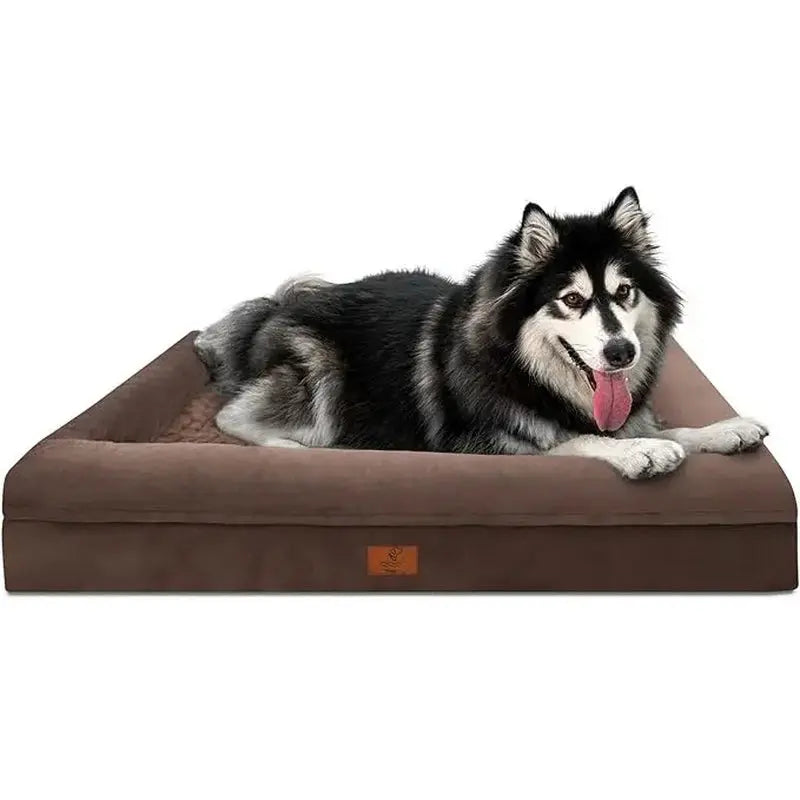 Orthopedic Gel Memory Foam Dog Bed with Washable Removable Cover and Waterproof Non-Slip Base for Large Dogs