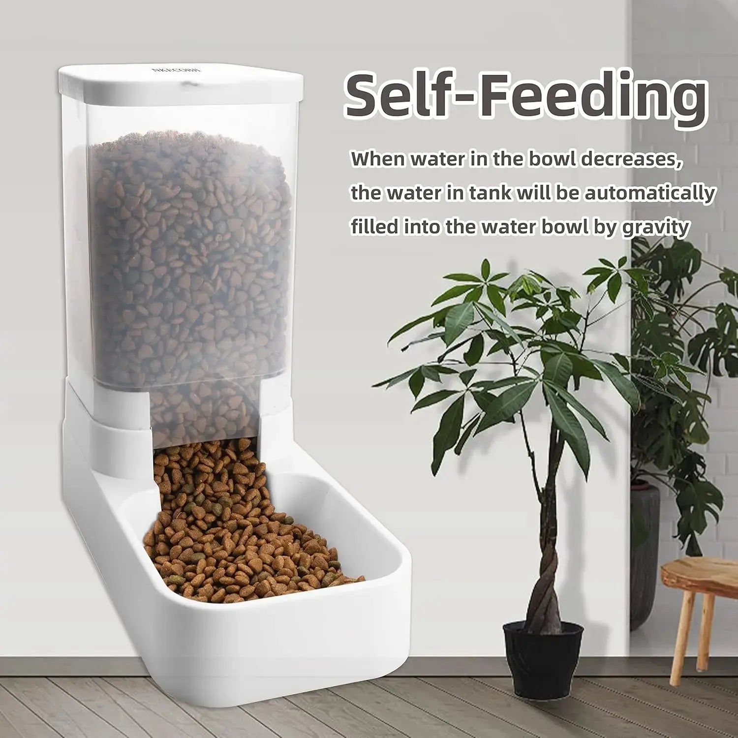 Automatic Gravity Pet Feeder and Water Dispenser Set with 3.8L Capacity for Dogs and Cats