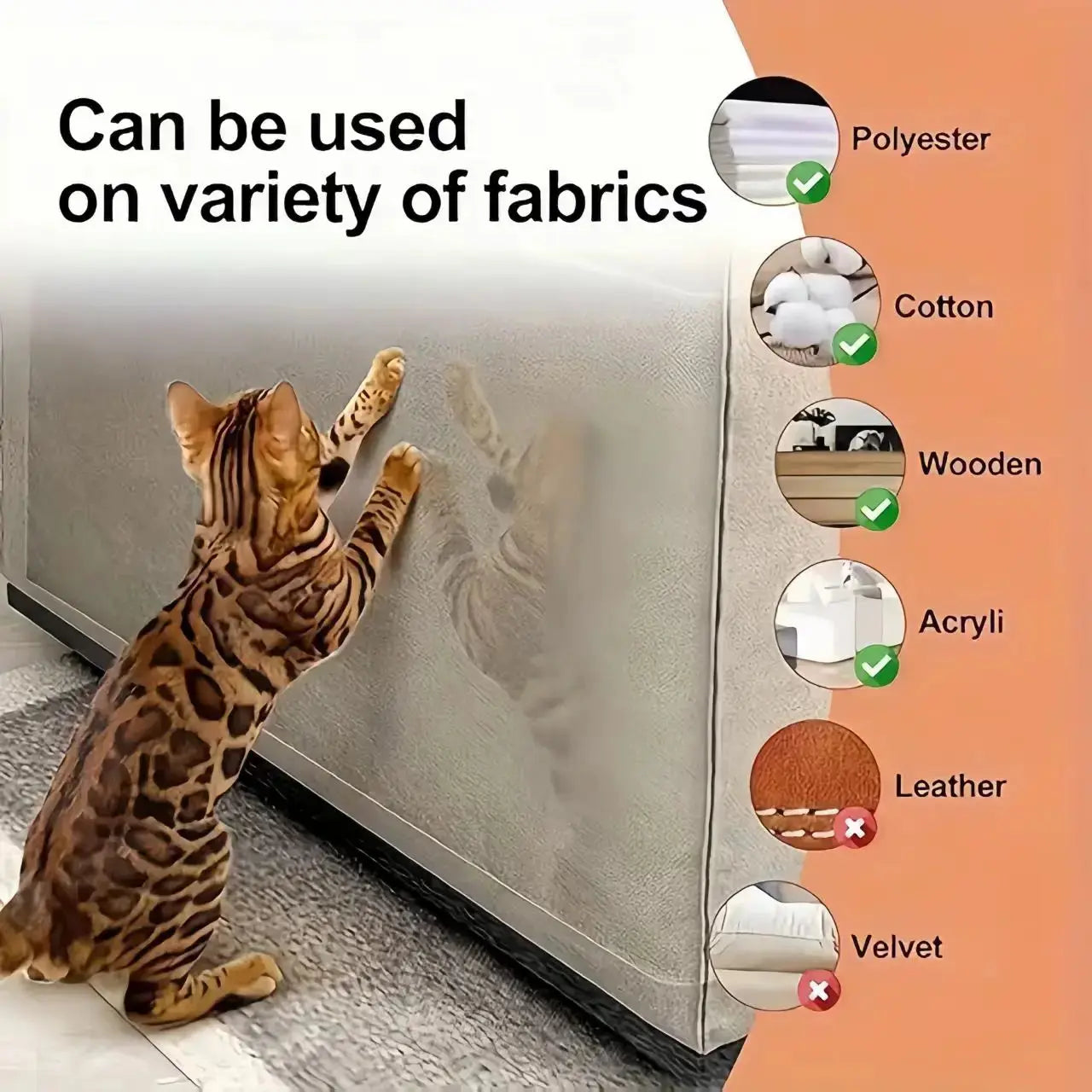 Cat Scratch Furniture Protector - Clear Anti-Scratch Tape Guard for Sofas, Couches, and Doors - Invisible Pet Deterrent Shield