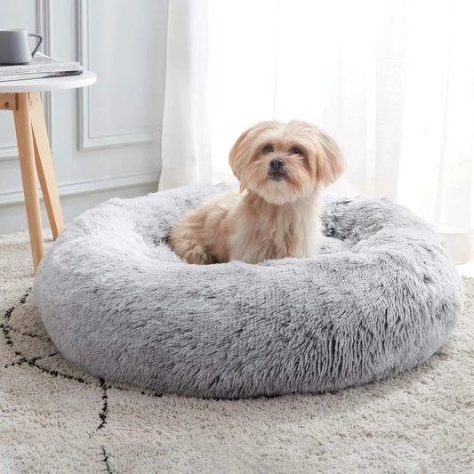 Western Home WH Calming Anti-Anxiety Dog and Cat Bed - Cozy Faux Fur Plush Donut Cuddler for Small and Medium Pets