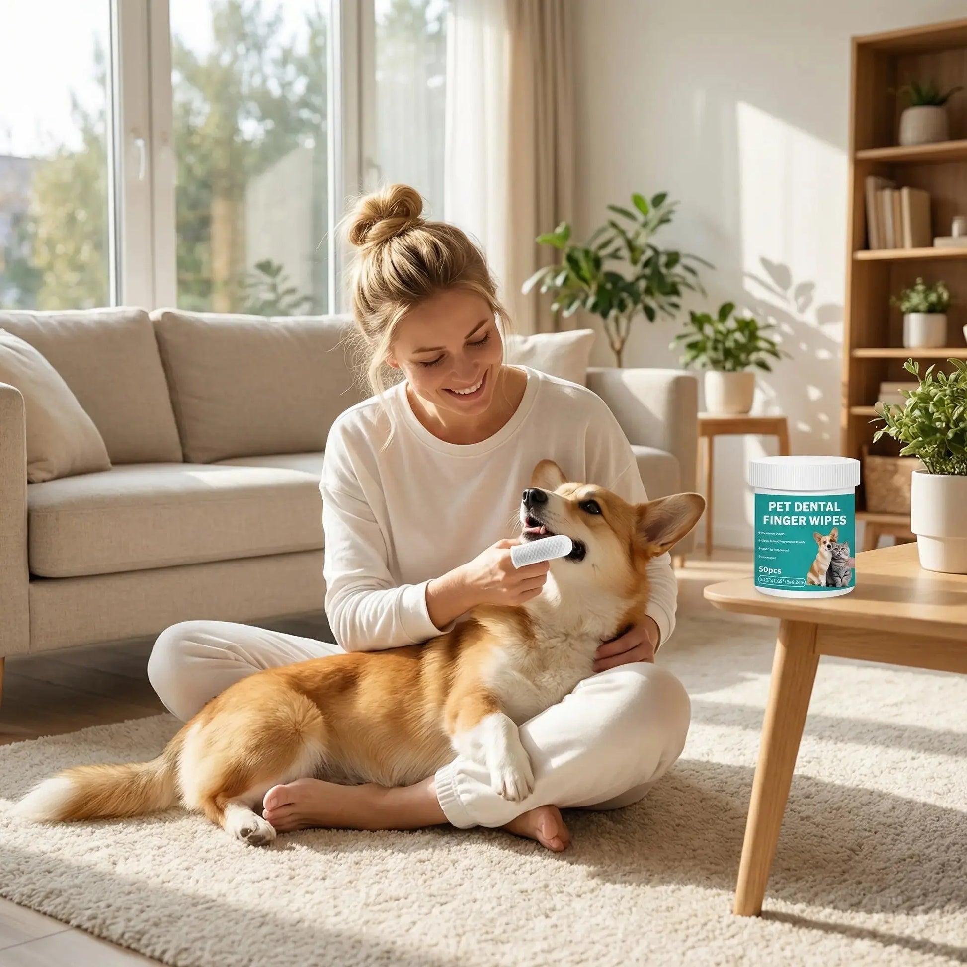 Happy Pup Life Pet Dental Cleaning Finger Wipes for Dogs and Cats – No-Rinse Finger Toothbrush Set – 50-Count Ear Cleaning and Grooming Kit – Soft, Disposable Wipes with Gentle and Safe Formula – Portable Travel Pack