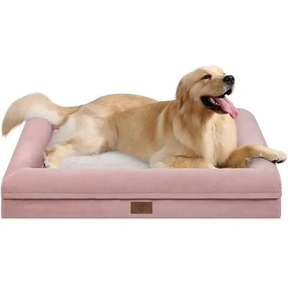 Orthopedic Gel Memory Foam Dog Bed with Washable Removable Cover and Waterproof Non-Slip Base for Large Dogs