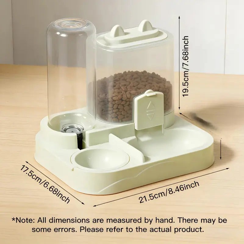 2-in-1 Automatic Cat Feeder and Water Dispenser with Gravity Feeding Station, BPA-Free, Dry-Wet Separation, Auto Dog Water Bowl for Indoor Pets, Travel-Friendly Design