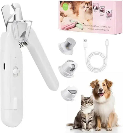 Professional Pet Nail Clippers with LED Light and Integrated Nail Grinder – Dual-Function Trimmer for Dogs and Cats, Featuring Illuminated Blade, Low Noise Electric File, Safety Guard, and Nail Catcher | Ideal Grooming Tool for Pets of All Sizes
