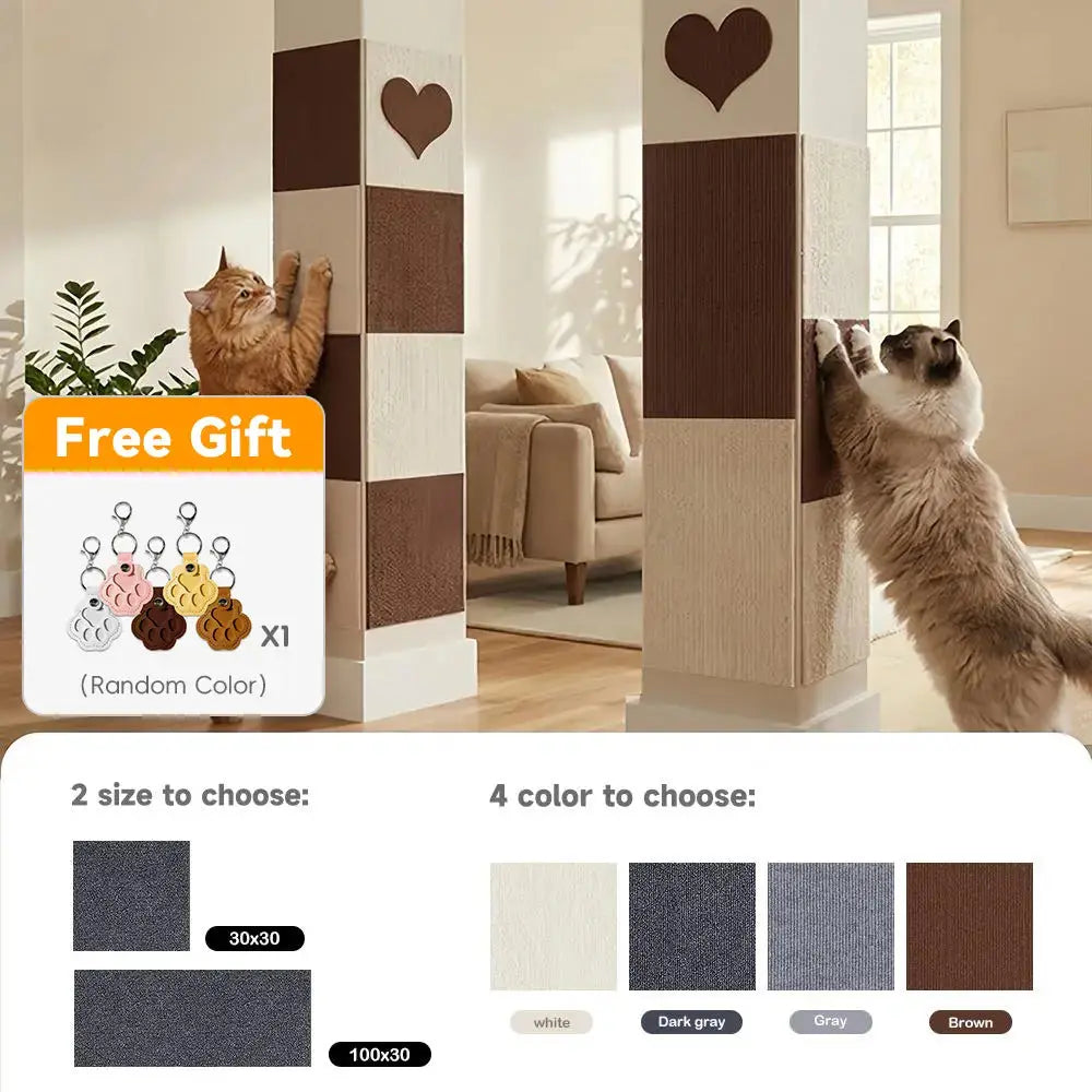 DIY Cat Scratch Furniture Protection Stickers - Scratch Mat and Couch Protector, Available in 4 Colors, 4 Pieces (11.8"x11.8") or 1 Piece (39.3"x11.8") with Free Gift Offer
