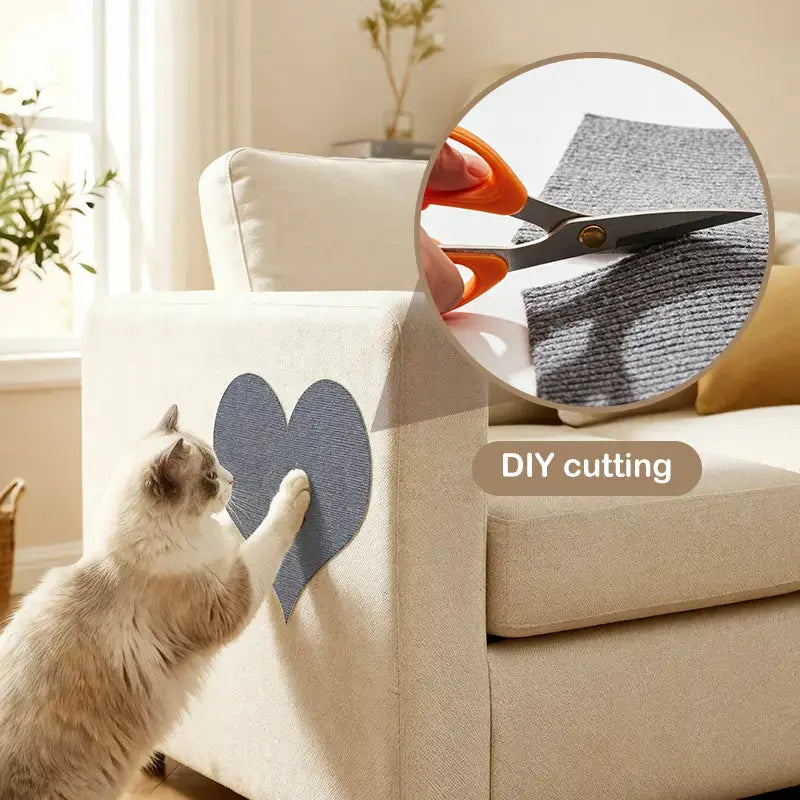 DIY Cat Scratch Furniture Protection Stickers - Scratch Mat and Couch Protector, Available in 4 Colors, 4 Pieces (11.8"x11.8") or 1 Piece (39.3"x11.8") with Free Gift Offer