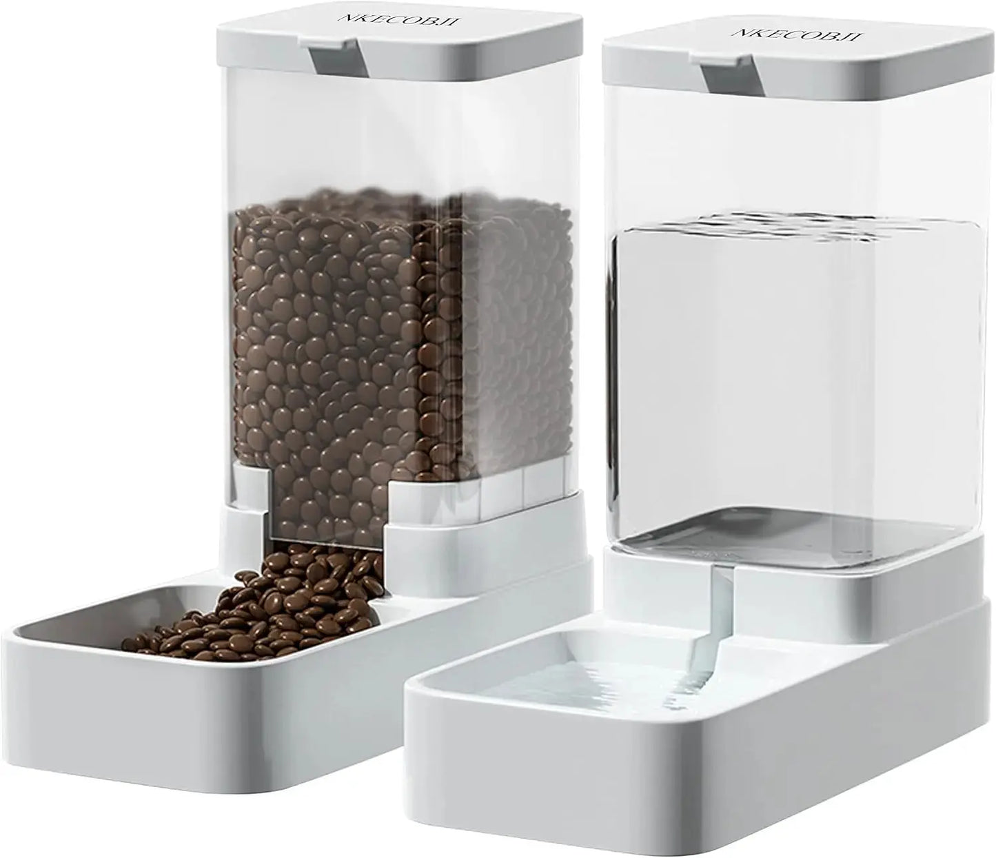 Automatic Gravity Pet Feeder and Water Dispenser Set with 3.8L Capacity for Dogs and Cats