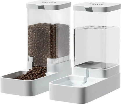 Automatic Gravity Pet Feeder and Water Dispenser Set with 3.8L Capacity for Dogs and Cats