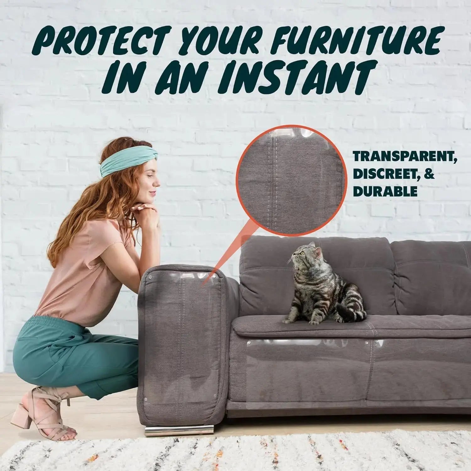 Aisoon 12-Pack Heavy-Duty Cat Scratch Furniture Protector with Upgraded Adhesive and 50 Twist Pins for Easy Installation