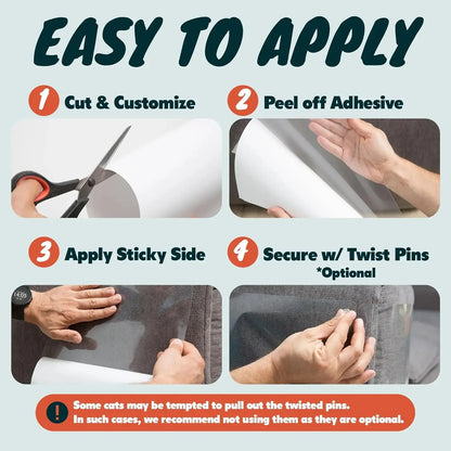 Aisoon 12-Pack Heavy-Duty Cat Scratch Furniture Protector with Upgraded Adhesive and 50 Twist Pins for Easy Installation