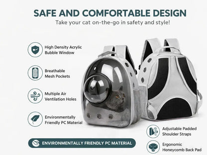 Transparent Breathable Cat Carrier Backpack with Bubble Window for Small Pets