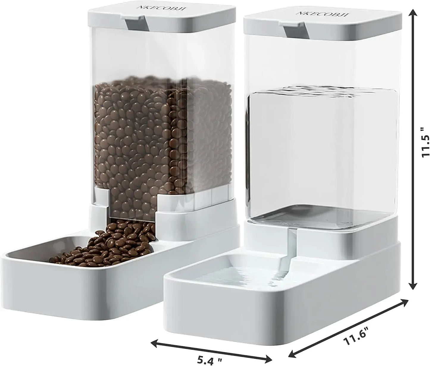 Automatic Gravity Pet Feeder and Water Dispenser Set with 3.8L Capacity for Dogs and Cats