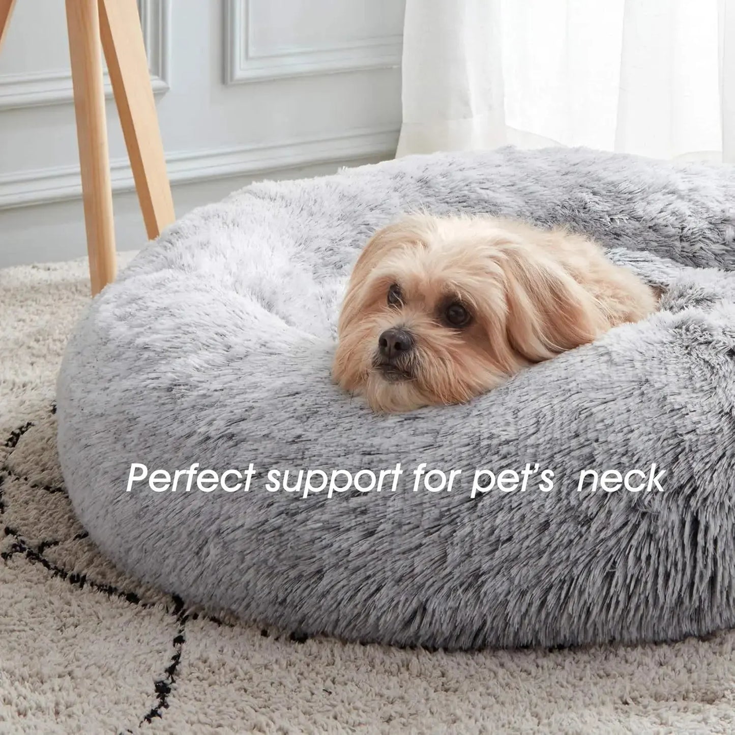 Western Home WH Calming Anti-Anxiety Dog and Cat Bed - Cozy Faux Fur Plush Donut Cuddler for Small and Medium Pets