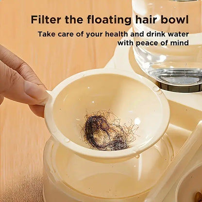 2-in-1 Automatic Cat Feeder and Water Dispenser with Gravity Feeding Station, BPA-Free, Dry-Wet Separation, Auto Dog Water Bowl for Indoor Pets, Travel-Friendly Design