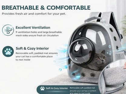 Transparent Breathable Cat Carrier Backpack with Bubble Window for Small Pets
