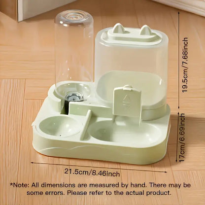 2-in-1 Automatic Cat Feeder and Water Dispenser with Gravity Feeding Station, BPA-Free, Dry-Wet Separation, Auto Dog Water Bowl for Indoor Pets, Travel-Friendly Design