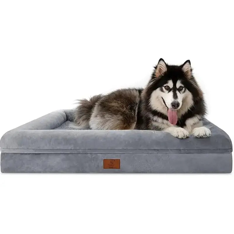 Orthopedic Gel Memory Foam Dog Bed with Washable Removable Cover and Waterproof Non-Slip Base for Large Dogs