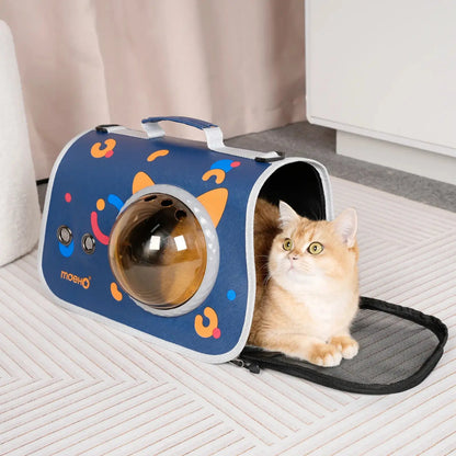 Premium 360° Transparent Space Capsule Pet Carrier Backpack with Breathable Vents and Adjustable Shoulder Strap for Commuting, Veterinary Visits, and Outdoor Use